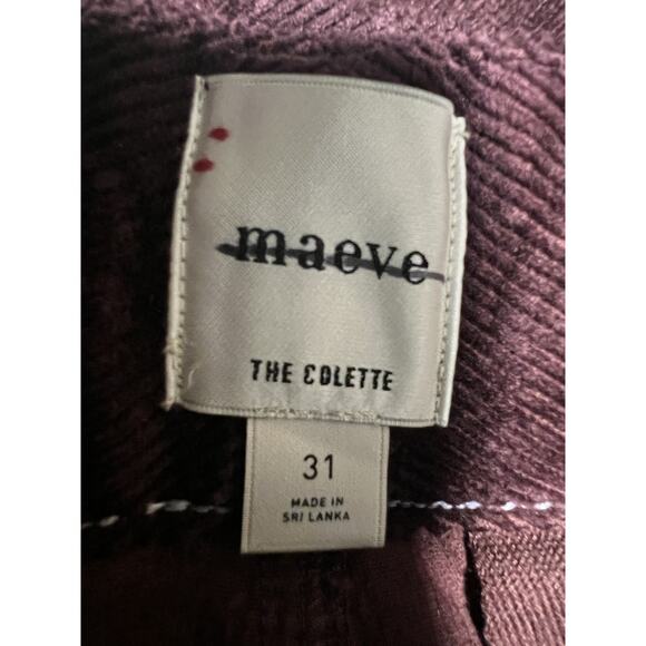 New Anthropologie Maeve Colette Size 31 Cropped Corduroy Wide Leg Pants Purple - Picture 8 of 10